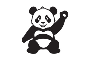 Friendly cartoon panda waving hello