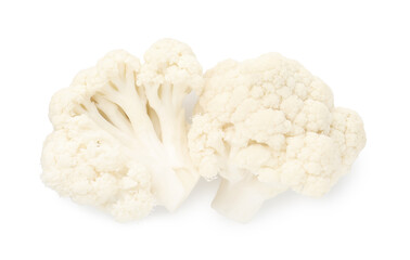 Fresh raw cauliflower florets isolated on white