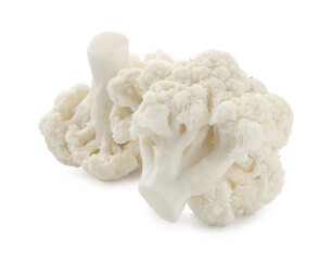 Fresh raw cauliflower florets isolated on white