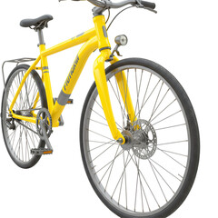 Fototapeta premium Yellow 3D Model Bicycle with Grey Components on Transparent Background