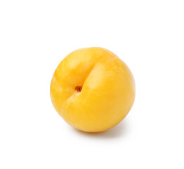 One yellow cherry plum isolated on white