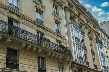 Paris, buildings in the Marais, rue des Archives, in a typical street