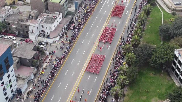 Military parade celebrating fiestas patrias in peru