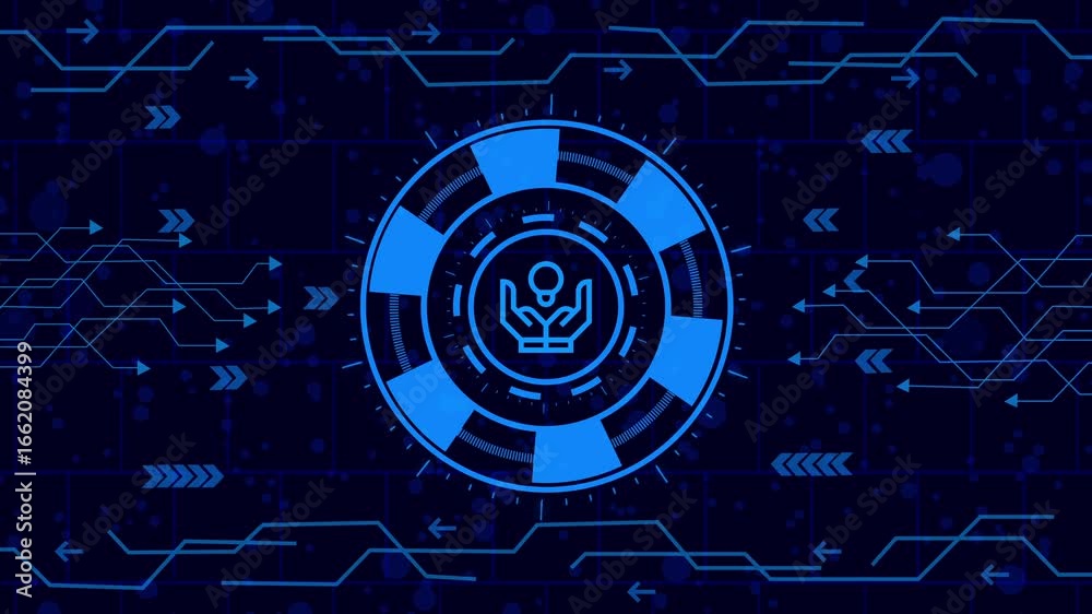 Wall mural intelligent support concept,modern technology background with hud interface, showcasing a circular d