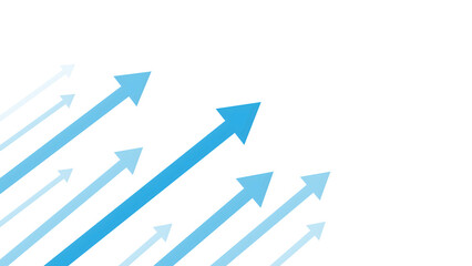 Multiple Blue Arrows Rising Diagonally Upward on Transparent Background, Symbolizing Business Growth and Direction. Perfect for Finance, Leadership and Motivation Illustration.
