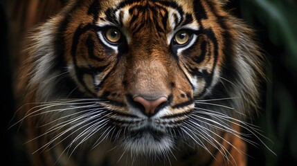 Obraz premium Close-Up Portrait of a Wild Tiger with Intense Eyes