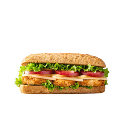 Sandwich isolated on white background with fresh bread filling realistic texture and clean detail