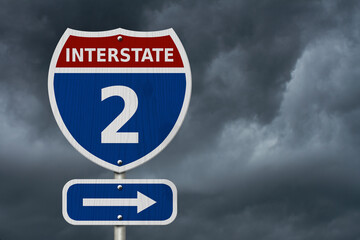 USA Interstate 2 highway sign