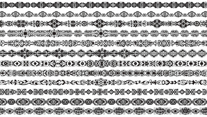 Vintage frame and border vector illustration set with floral, calligraphic swirls, scrolls and ornate decoration elements. Creative retro Victorian design for ornamental art, labels, page decor and fl