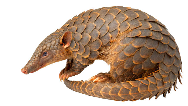 Extinct animal sunda pangolin on white or transparent background