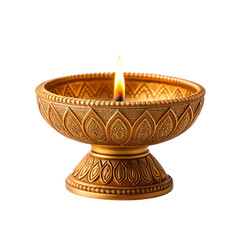 Diya lamp isolated on white background with festive design realistic clean texture and seasonal style