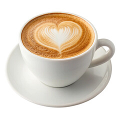 Obraz premium Cappuccino cup isolated on white background with ceramic design realistic clean texture and drink style