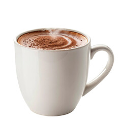 Hot chocolate mug isolated on white background with ceramic design realistic clean texture and drink style