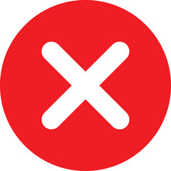 Obraz premium Red cross mark sign, Cross mark icon with long shadow, vector red x, cross symbol in circle shape, cross mark sign isolated round shape on white background
