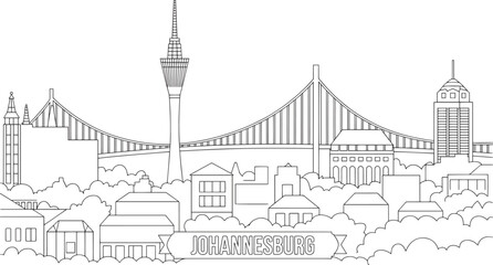 Fototapeta premium Detailed Johannesburg Skyline Vector Illustration A Captivating Outline of South Africa
