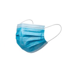 Blue pleated medical face covering mask