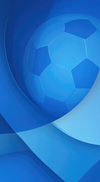Abstract blue illustration of a soccer ball nestled within swirling, layered, shaded forms