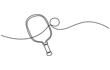 Obraz premium Continuous Line Drawing of Pickleball Icon. Hand Drawn Symbol Vector Illustration.