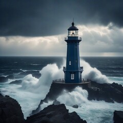 lonely lighthouse in a storm