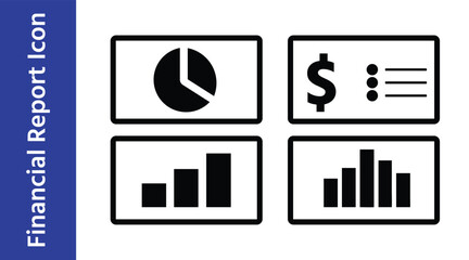 Financial Report Icon Graph Chart Vector Pack