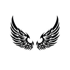 Obraz premium Tribal Wings Design Black Ink Tattoo Style tattoo design wings illustration graphic design vector art tattoo stencil tribal art black and white