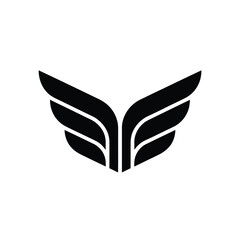 Black Wings Logo Design Graphic Icon white symbol emblem vector illustration minimalist modern simple travel aviation speed freedom power