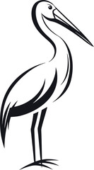 A simple illustration of a pelican on a white background featuring the bird's beak and wing as a vector silhouette