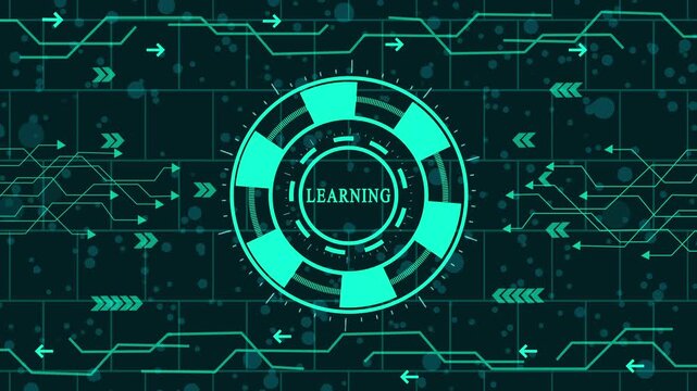 Learning futuristic technology background with digital circuit board and hud interface elements, perfect for presentations, webinars, and online courses