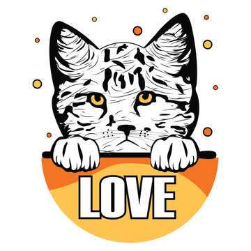 Cat Love Vector Design , T-shirt Design , Cut File , Print Design