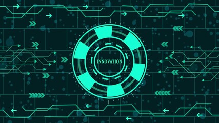 Futuristic technology interface with innovation concept, abstract hud display with circuit board and data stream, digital network communication backdrop, modern tech background, innovation, - Powered by Adobe