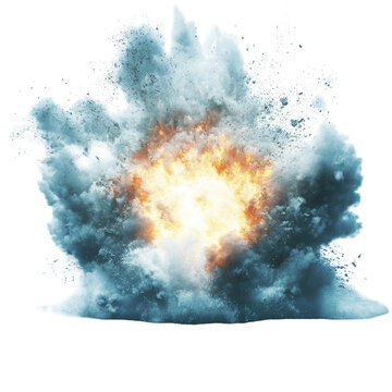realistic explotion in the sea, dramatic explosion occurs in the ocean, isolated on transparent background