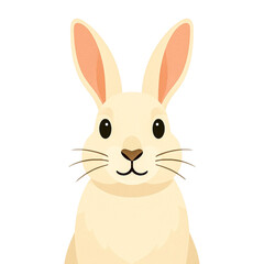 Fototapeta premium white rabbit with white background, Cute cartoon rabbit portrait – flat vector illustration of a bunny face with big ears, isolated on plain background