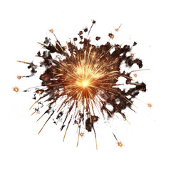 Obraz premium realistic fire work on black, dazzling firework display lights up the black sky, isolated on transparent background