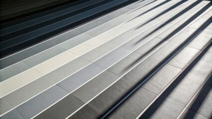 Obraz premium Abstract gray toned staircase with diagonal shadows modern architecture urban design and monochrome color palette creates striking visuals