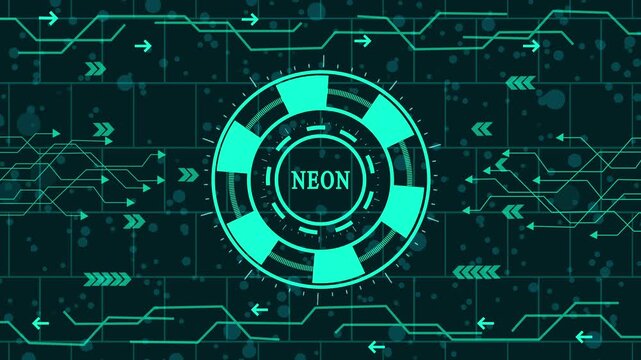 futuristic neon light circuit and digital energy flow animation, abstract cyberpunk background with glowing neon data network hud, high-tech blue neon interface and futuristic technology visualization - Powered by Adobe
