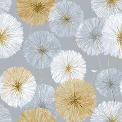 Obraz premium Seamless print. Floral pattern on a gray background with white and gold flowers