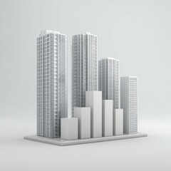 Obraz premium 3D model of modern city buildings