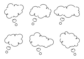 Blank speech or thought bubbles for design, conversation, and creative concepts. Set of speech or thought bubbles with different shapes, text chat cloud for comments, posts, comics. Dialogue box icon