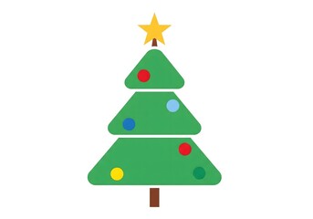 Obraz premium Christmas tree isolated on white background with star and ornaments