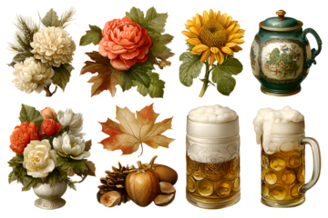 PNG Oktoberfest festival design element set, transparent background