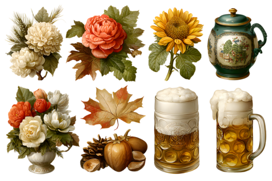 PNG Oktoberfest festival design element set, transparent background