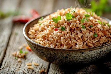 Delicious seasoned brown rice for eating high resolution picture