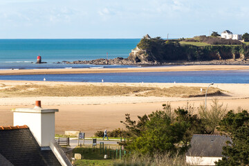 Guidel Morbihan Clohars Carnoet Finistere Sandy Beach and Rocky Headland on Atlantic Coast