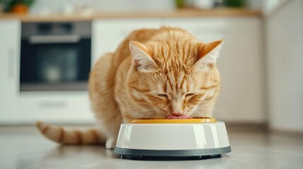 Automated pet feeder food bowl, kibble texture, metallic sheen