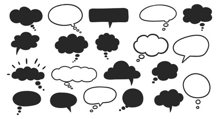 Obraz premium speech bubbles a collection of blank cartoon speech bubbles in various shapes perfect for illustrating dialogue thoughts or communication concepts in graphic design