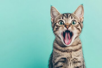 Obraz premium Funny surprised cat wide open mouth