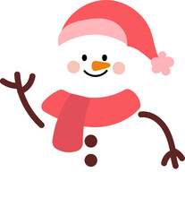 Snowman Santa Hat Red Scarf