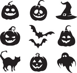 Spooky Halloween silhouette elements for design