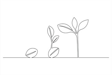 Growth plant one line art