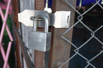 Old iron grating door lock
